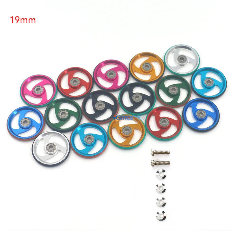 2pcs 15418 13-12mm Aluminum Alloy Guide Rollers 15461/15426 2023Jcup 95160 19mm Roller With Rubber Ring Tamiya Mini 4WD Homemade