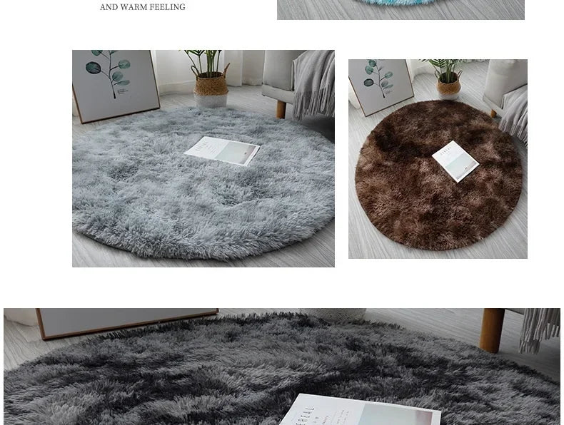 Super Soft Plush Round Rug Mat Fluffy White Carpets For Living Room Home Decor Bedroom Kid Room Decoration Salon Thick Pile