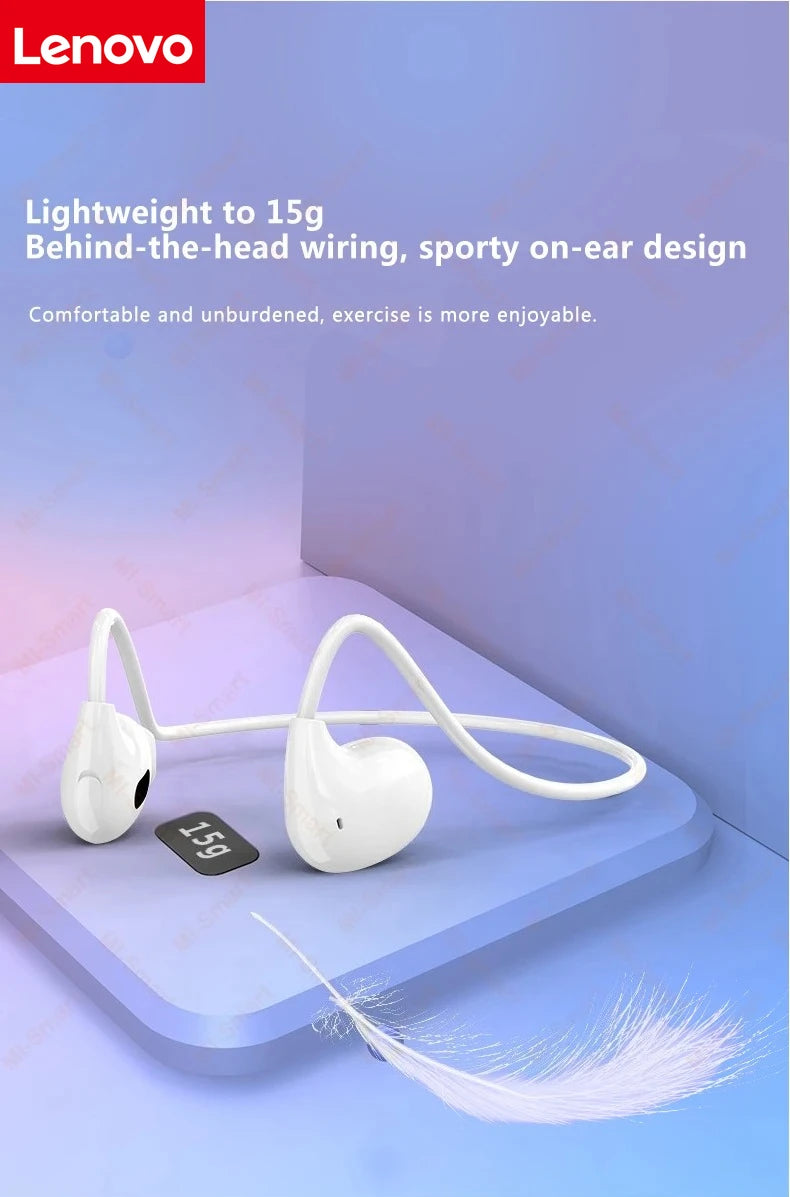 Lenovo Bone Conduction Earphones Bluetooth 5.3 Sports Wireless Headphones Ear Hook Waterproof Headset for Running Driving