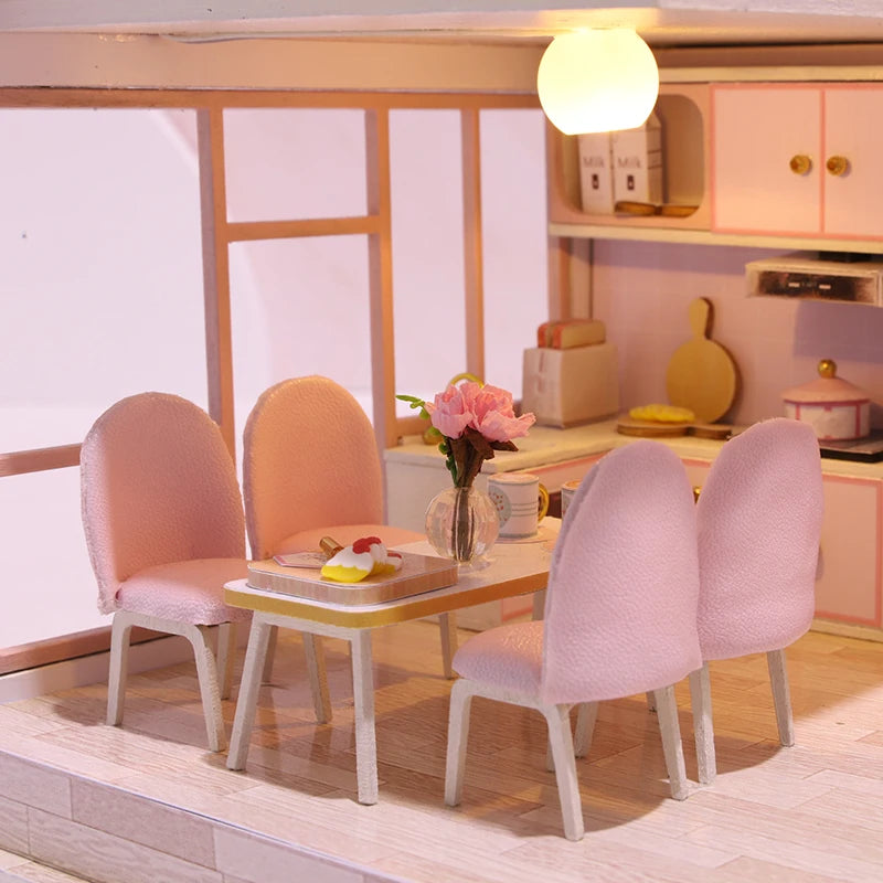 DIY Wooden Doll House Handmade Duplex Apartment Production 3D Puzzle Assembly Building Duplex Apartment Model Toy Children Gifts