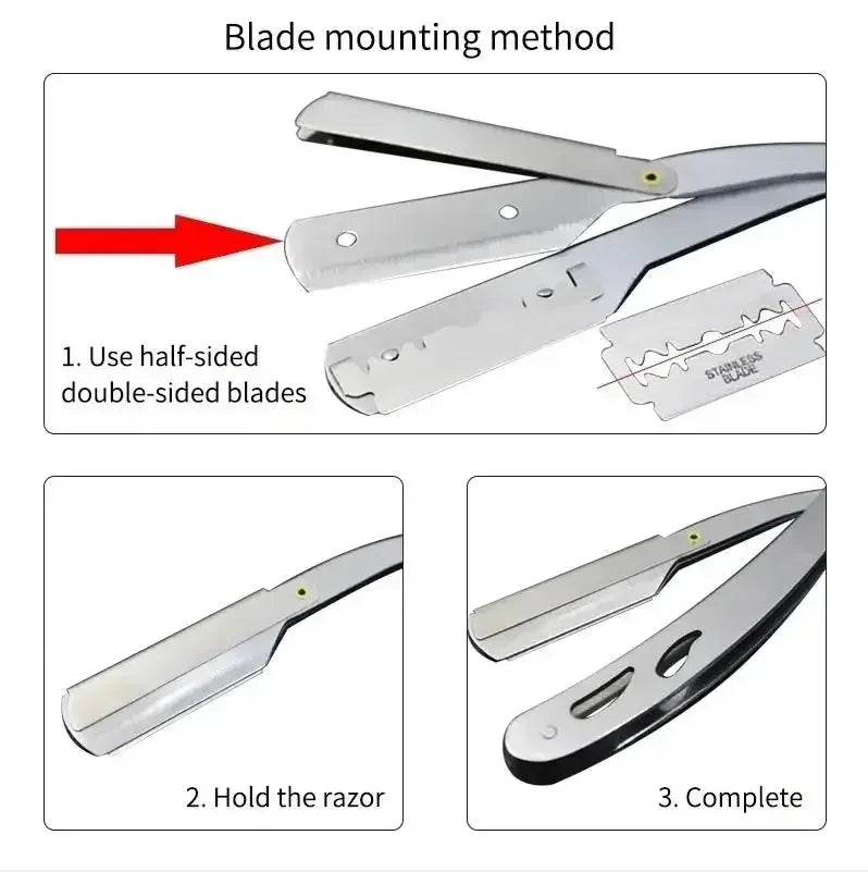 Barber Razor Edge Stainless Steel Shaver Shave With Blade Men Professional Manual Shaver StraightFolding Shaving