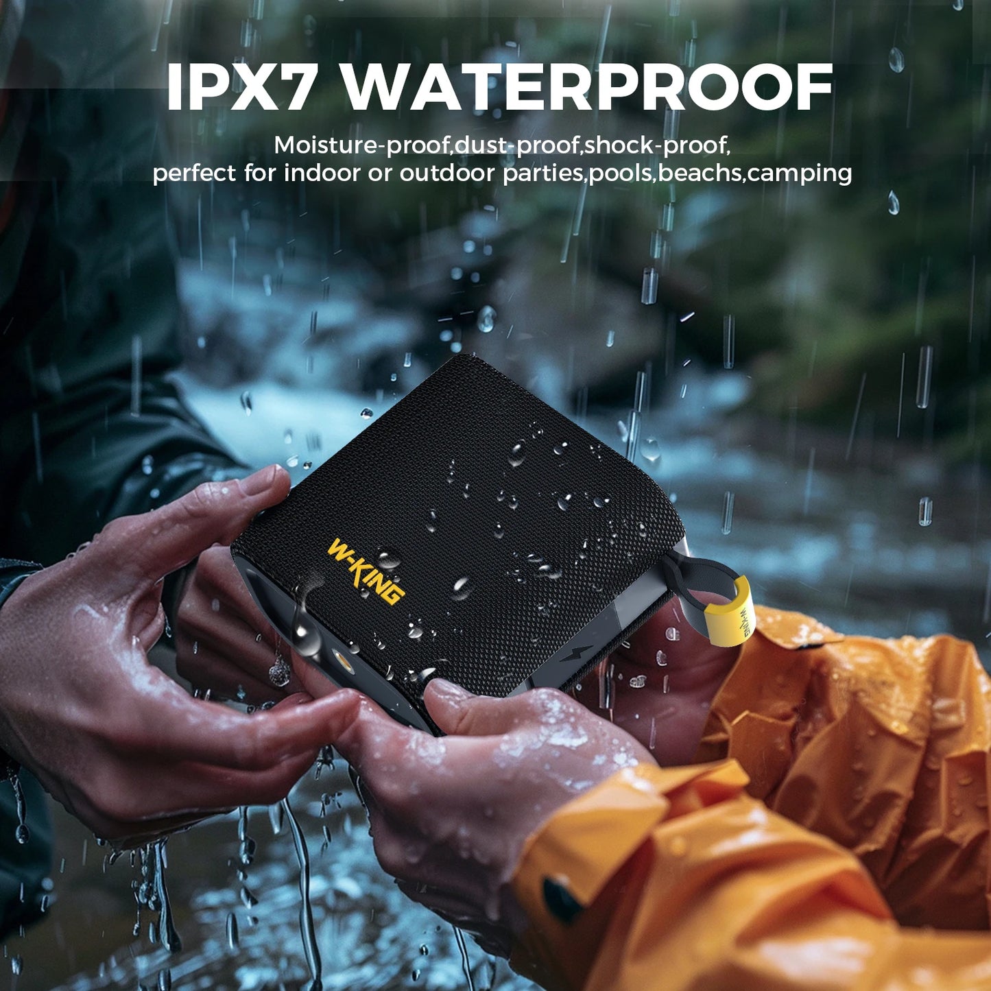 W-KING Portable Wireless Bluetooth Speaker, 6W Deep Bass Sound, IPX7 Waterproof, 10H Playtime, TWS/FM/TF/AUX, Handsfree Call