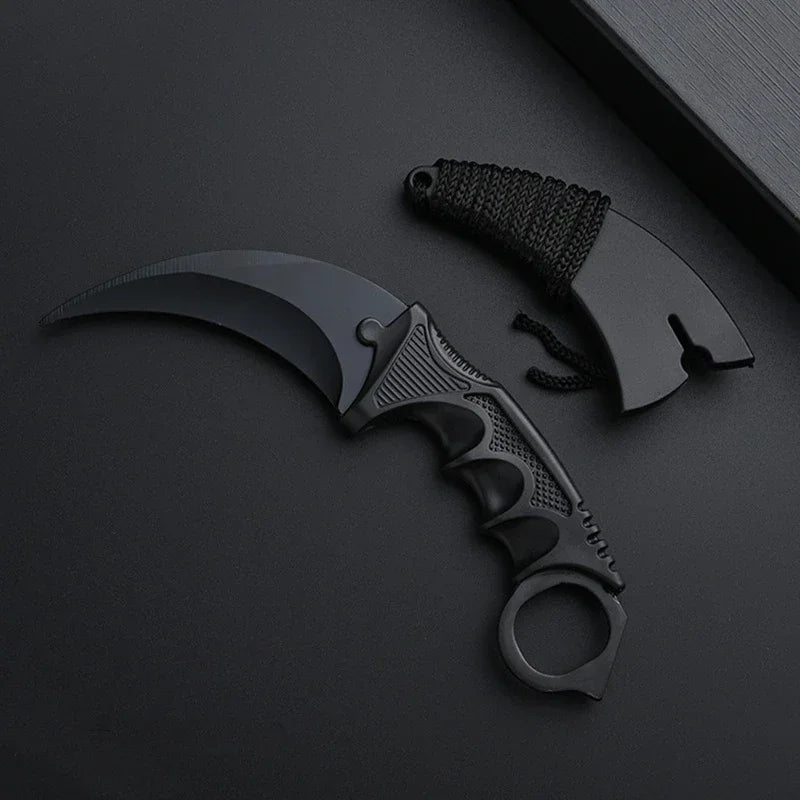Unsharpened Safety Karambit Gift Knife Toy No Sharp Blade Cosplay Prop Plastic Training Knife for Role Play Game Collection
