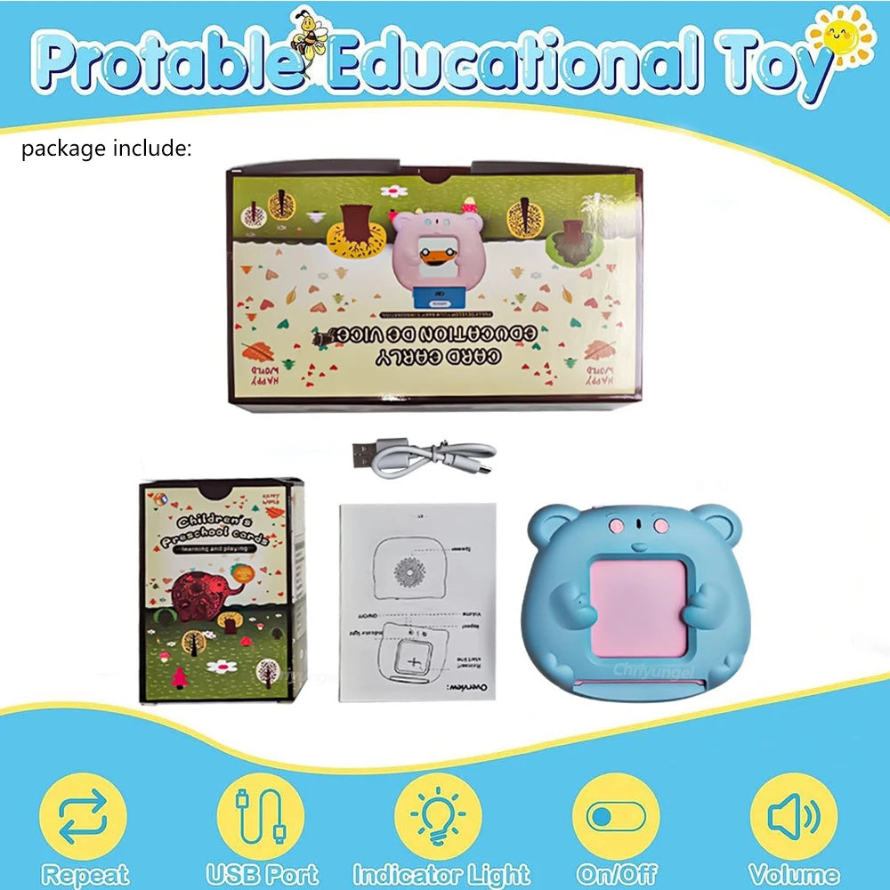 Talking Flash Cards for Kids Early Learning Educational Toy with Audio Sounds Montessori Language Development Toddler Flashcards