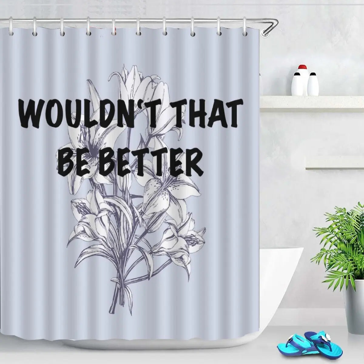 Pink Tulip Bathroom Curtain Flower Plant Shower Curtain Bathroom Polyester Waterproof Decorative Curtain with Hooks