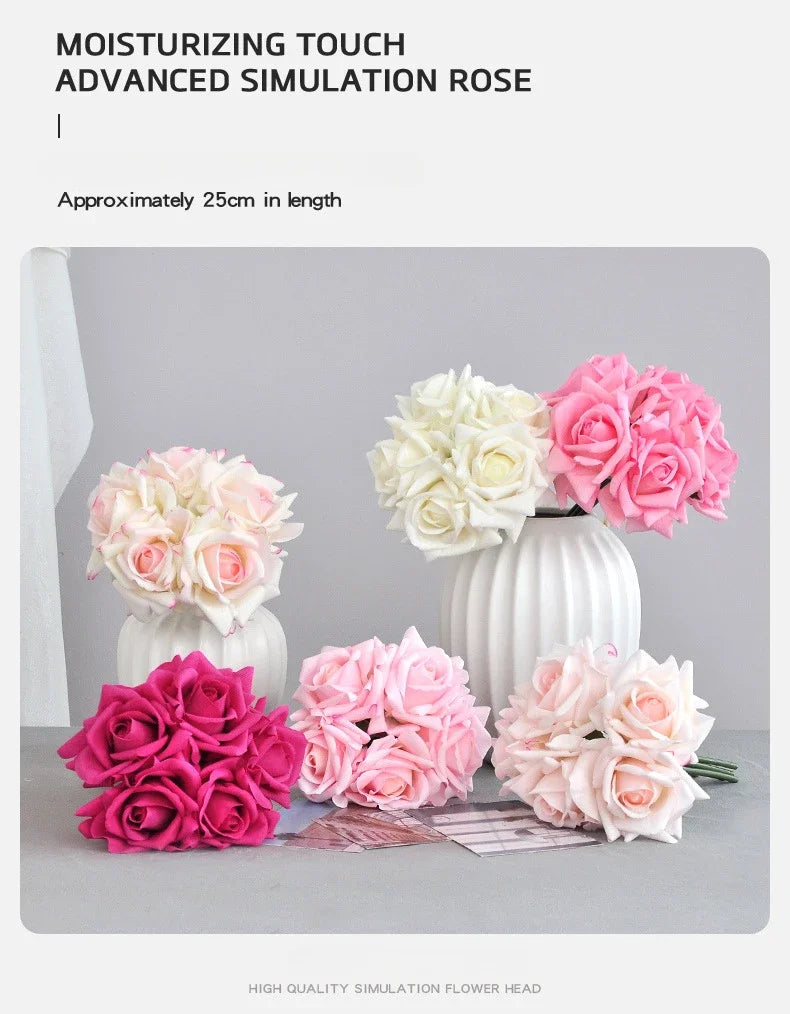 5 Head Curled Rose Bouquet with Artificial Moisture Sensation High-end Silk Flower Home Decoration Wedding Decoration