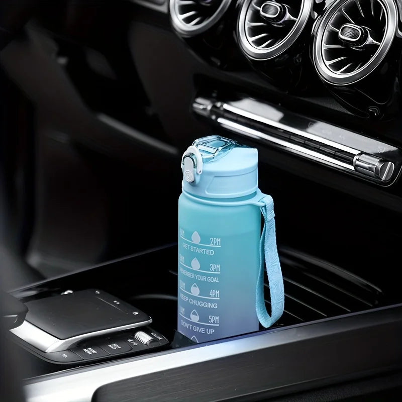700ml Sports water Bottle High Temperature Resistant Graduated Straw Cup Rainbow Frosted Progressive Color Water Cup Plastic Cup