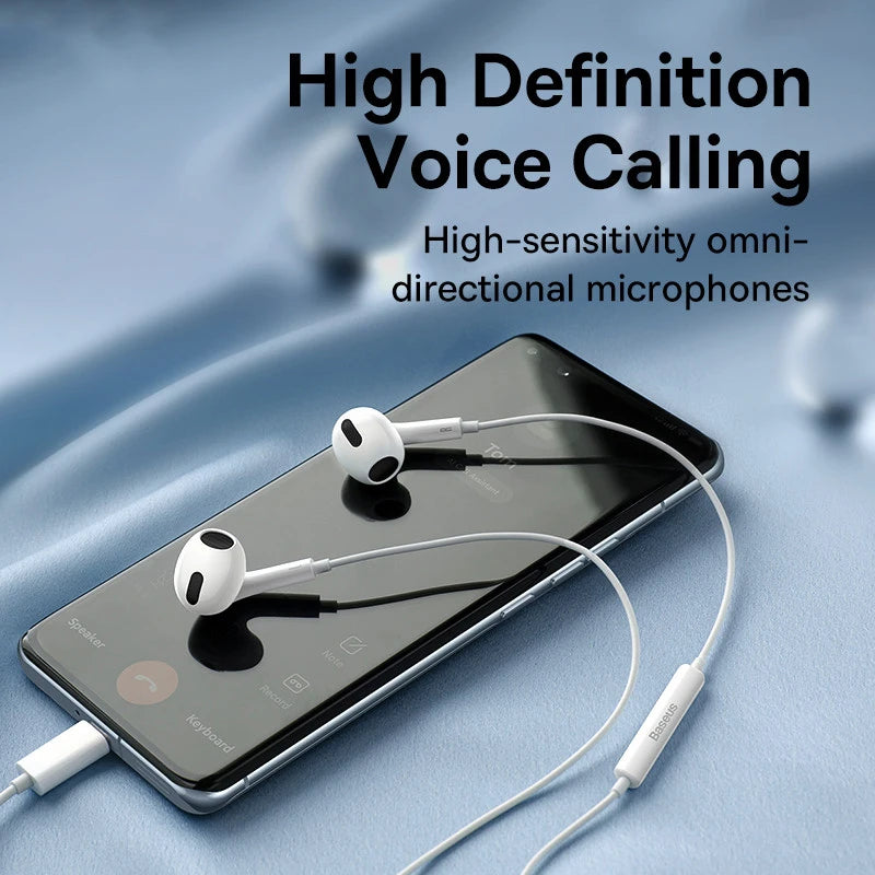Baseus C17 Type-C Earphones In Ear Hearphone Wired Headset With Mic For Smart Phone For Xiaomi Samsung S21 S20 Cellphone Headset
