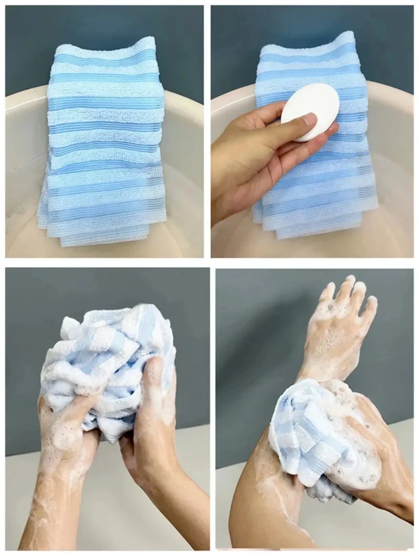 Japanese Exfoliating Bath Towel Ultra-Long Shower Scrubber for Back Antibacterial Foam Washcloth Multi-Use for Shower Skincare