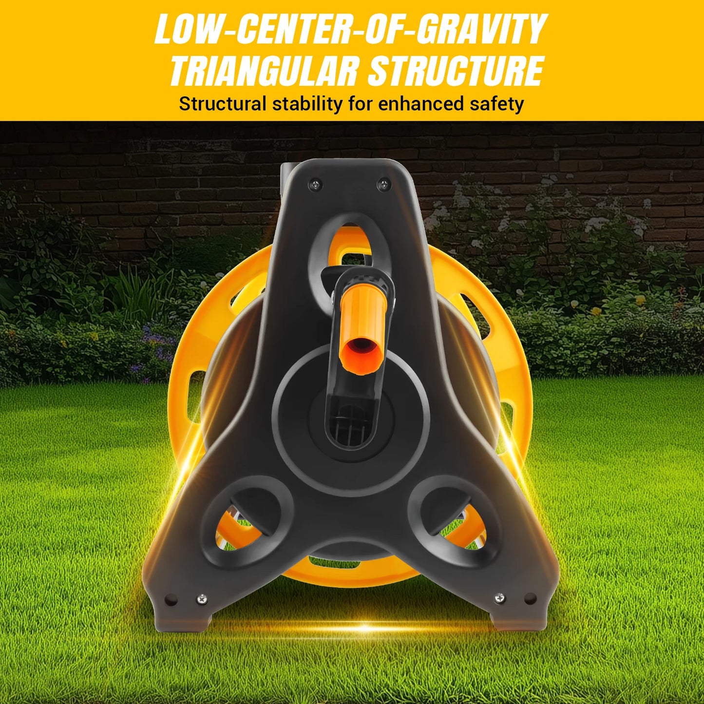 Garden Hose Reel with 15M/25M/30M Water Hose and 7-Function Spray Nozzle, Heavy Duty Portable Hose Reel, Wall Mountable/Portable,Save Space, Multi-Purpose Hosepipe for Watering Garden, Flowers, Cars
