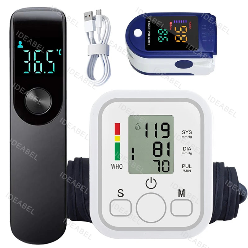 LCD Portable Health Care Pulse Meter BP Monitor Automatic Digital Arm Blood Pressure Monitor Tonometer Meter Sphygmomanometer
