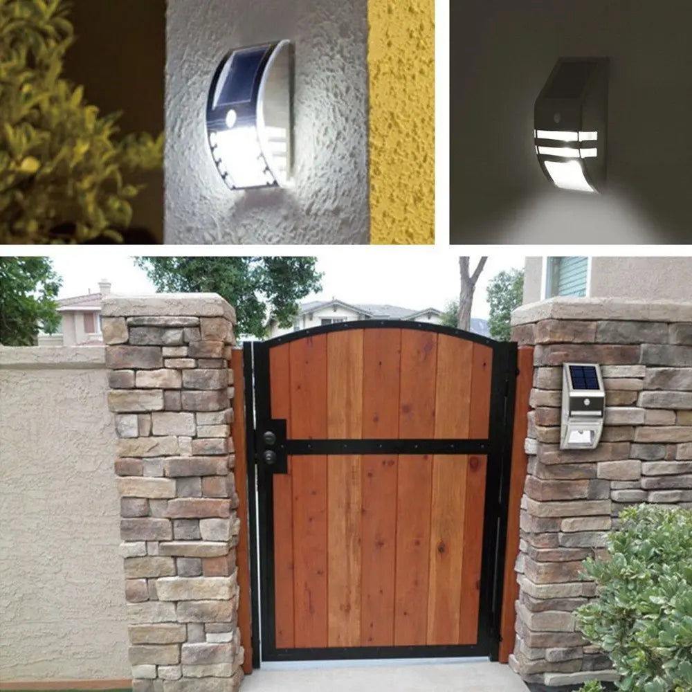 Garden Villa Solar Wall Light PIR Human Body Induction Stainless Steel LED Outdoor Waterproof Landscape Lighting  Clearance