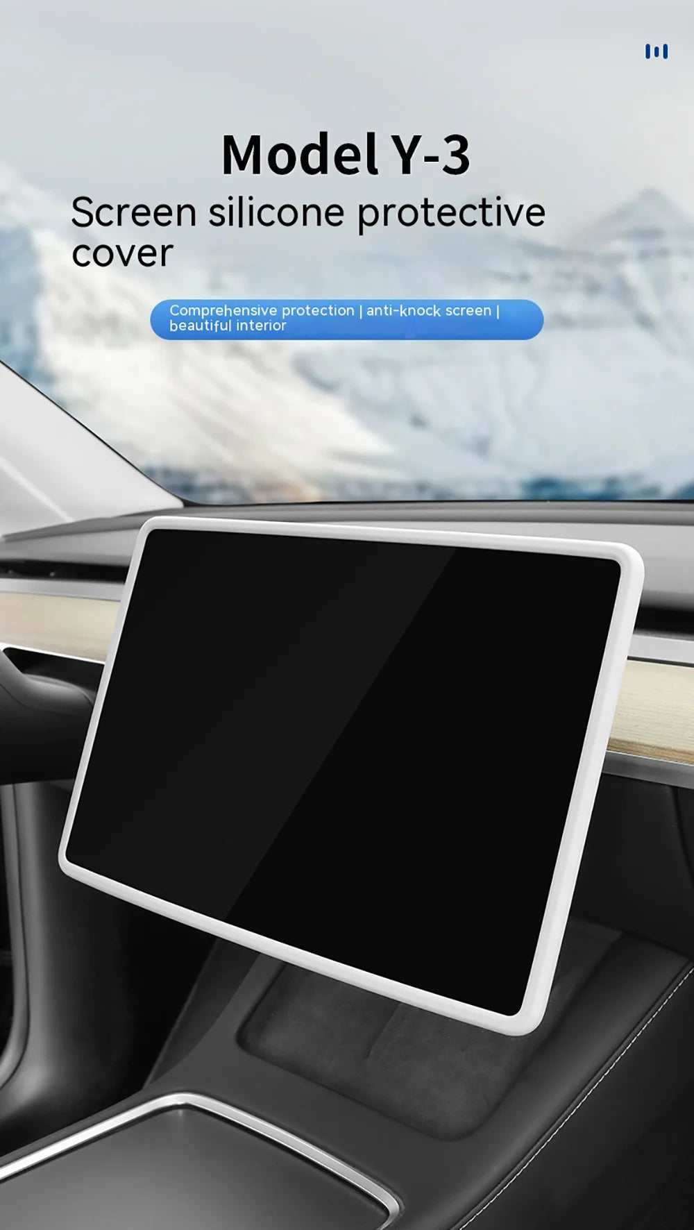 For Tesla Model 3 Y Car Silicone Screen Frame Display Edge Protector Central Control Protective Cover Anticollision Accessories