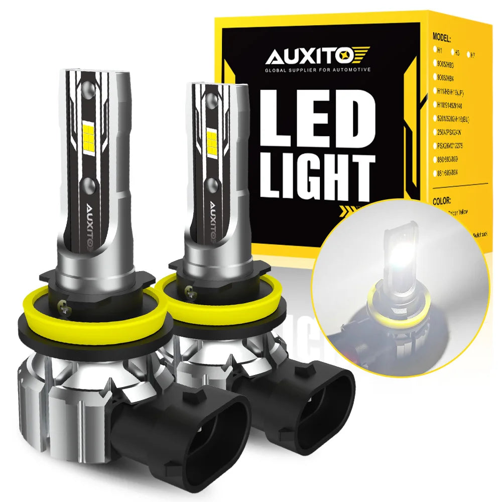 AUXITO 2Pcs H8 LED Bulb H11 H9 9005 HB3 9006 HB4 Car Headlight Super Bright  Fog Light Bulb Head Light Fanless Auto Lamp