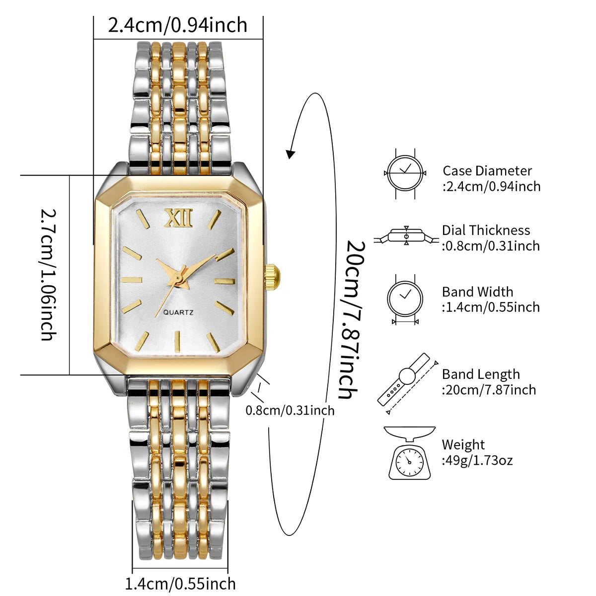 Fashion Mix Gold Women Quartz Watch Ladies Rectangle Roma Dial Wristwatch Reloj Mujer Girls Clock Gift (Without Box)