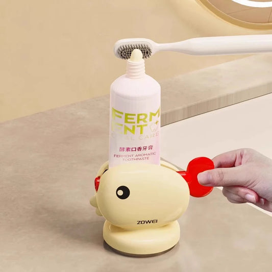 Cute Whale Manual Toothpaste Squeezer Storage Rack with Suction Cup Toothpaste Rolling Dispenser Facial Cleanser Squeeze Clip