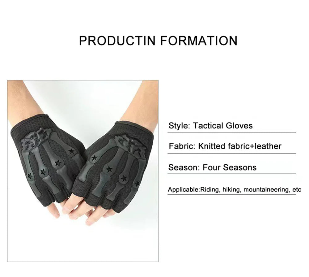Tactical Riding Fingerless Gloves Non-slip Half Finger Gloves for Motorcycle Cycling Climbing Hiking Hunting Outdoor Sports