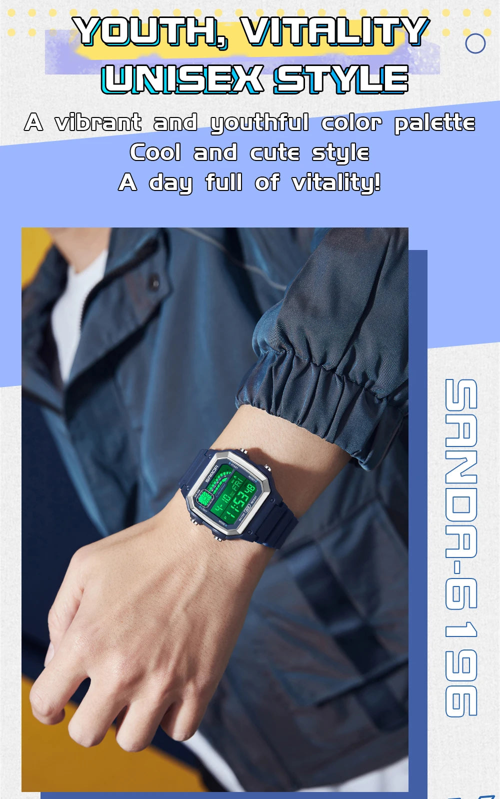 SANDA Outdoor Sport Electronic Watch Men Multifunction Watches Alarm Clock Chrono Waterproof LED Digital Double Time Watch