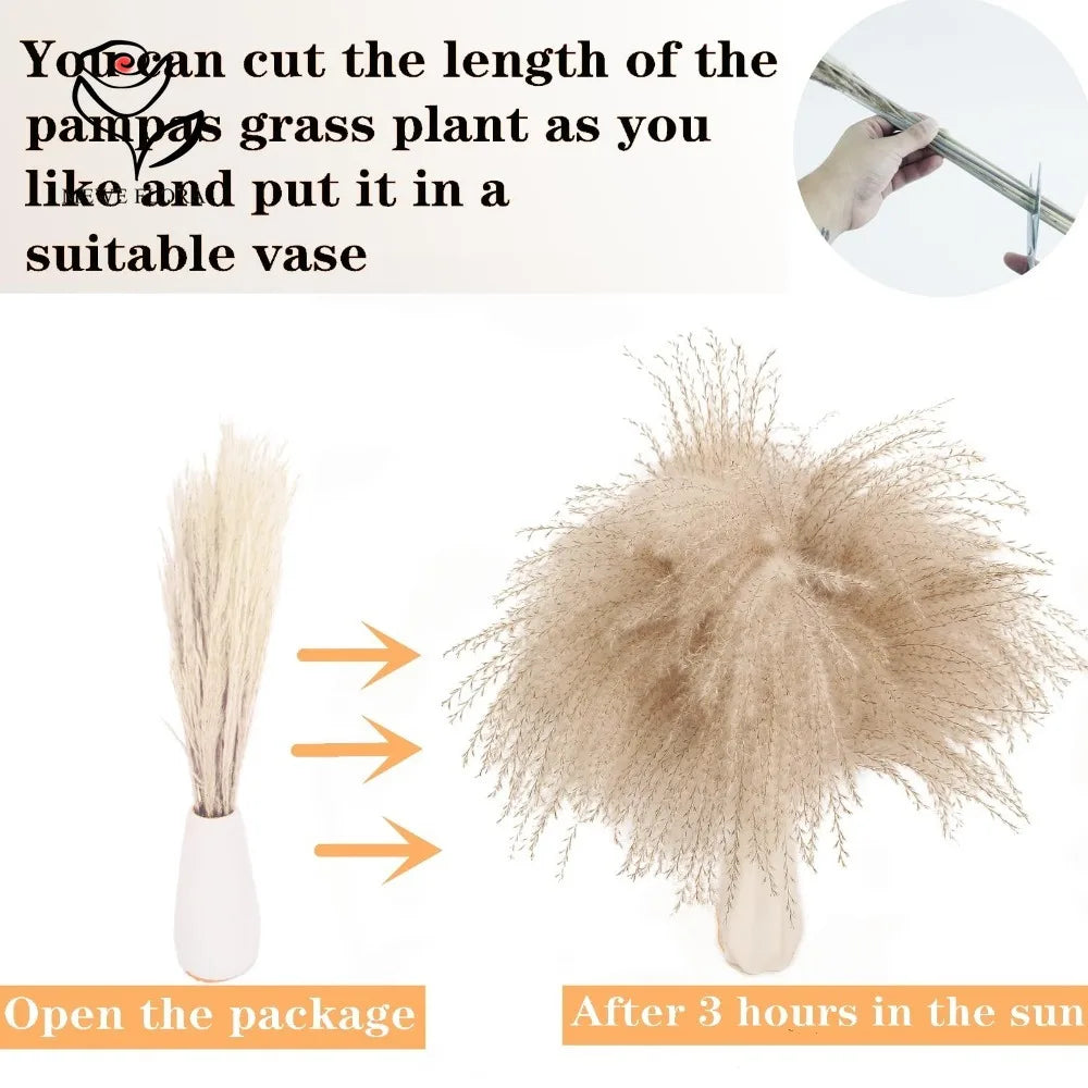 120pcs Fluffy Pampas Bunny Tail Grass Dried Artificial Flowers  Bouquet for Bathroom Wall Office Boho Home Wedding Decorations