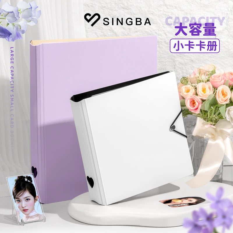 SINGBA a5 / a4 Ring Binder Album for 3" Cards - K-pop Idol Photocard Holder, Polaroid Photo Organizer (4/9 Grid, Refillable)