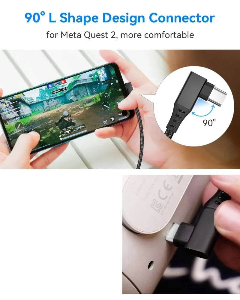 Virtual Reality VR Glasses Cable USB A To Type C 5M for Meta Oculus Quest 2 Quest2 Link Game Accessories Headset Helmet Gaming