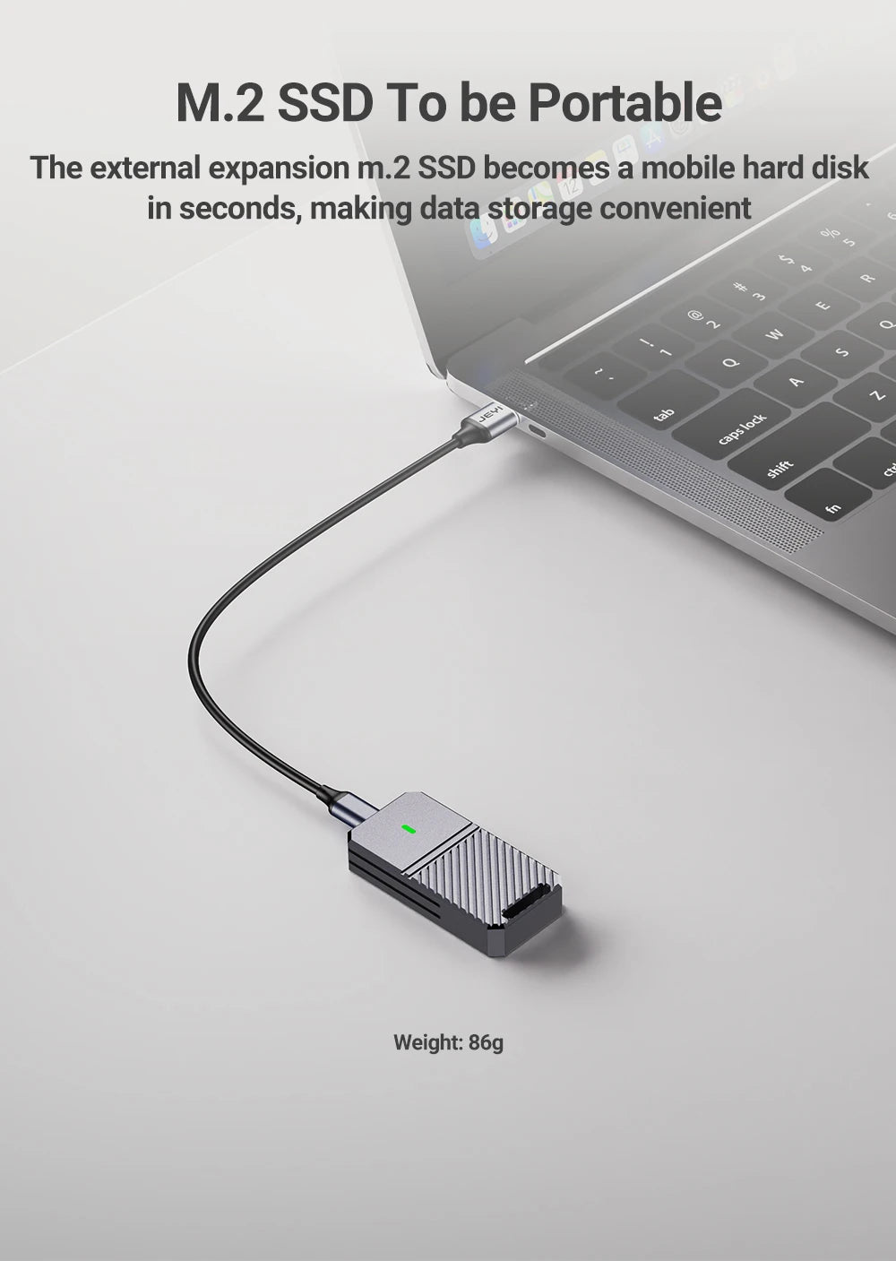 JEYI 2230 NVMe SSD Enclosure, PCIe USB3.2 10Gbps Aluminum M.2 Case Portable External Solid State Disk Box Supports UASP TRIM