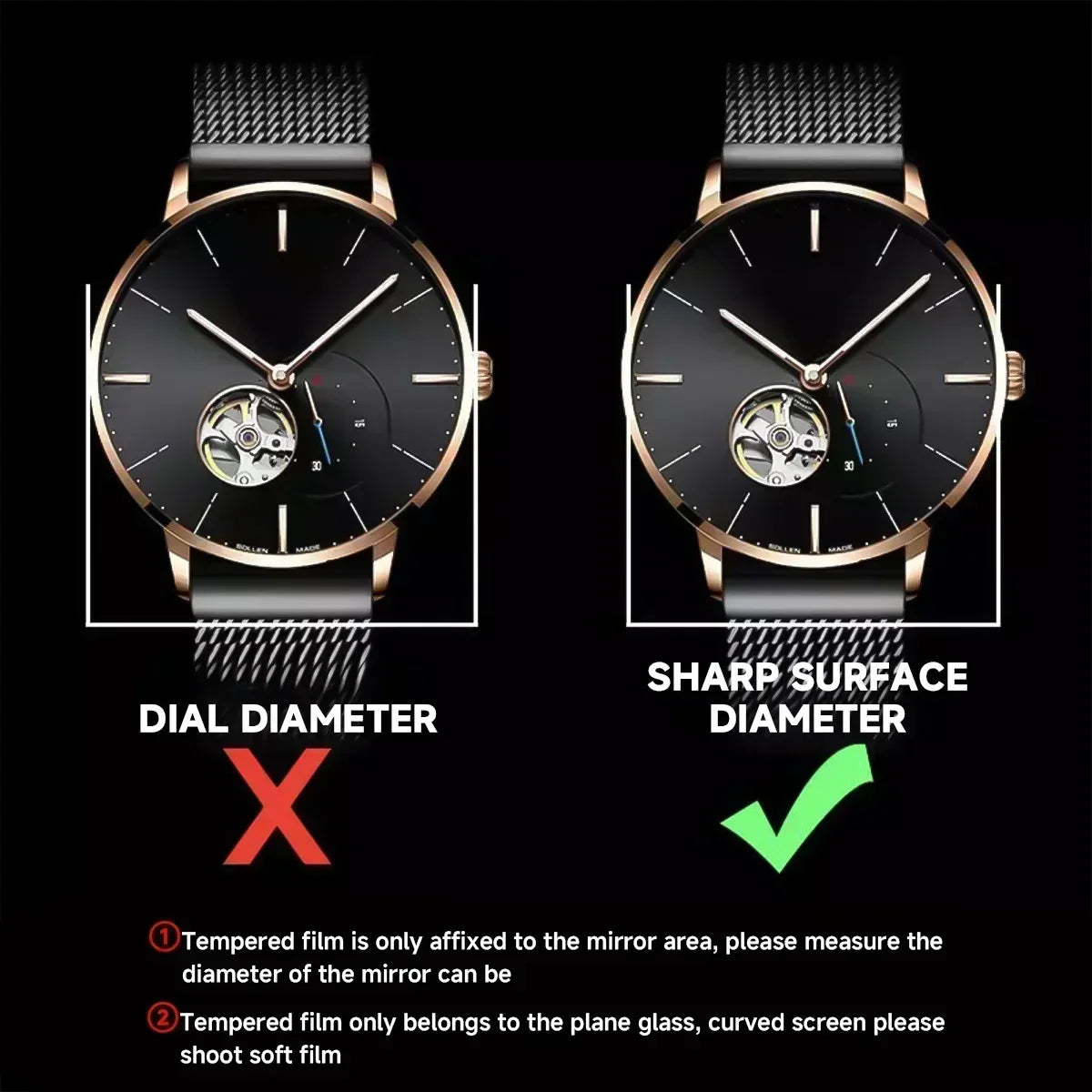 1-5PCS 26-46mm Universal Tempered Glass Smartwatch Screen Protector Protective Film 28mm 30mm 32mm 38mm 40mm 41mm 42mm Diameter