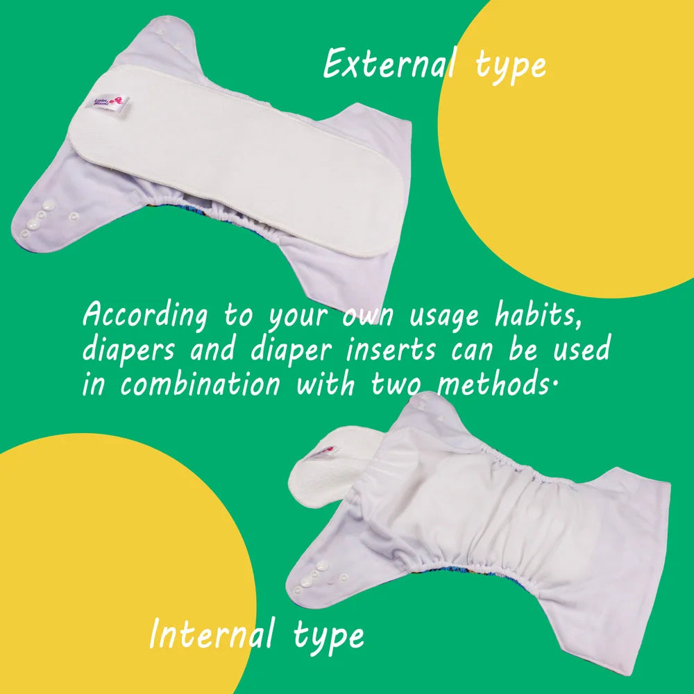 [Littles&Bloomz] Baby Washable Reusable Real Cloth STANDARD Hook-Loop Pocket Nappy Diaper Cover Wrap, suits Birth to Potty