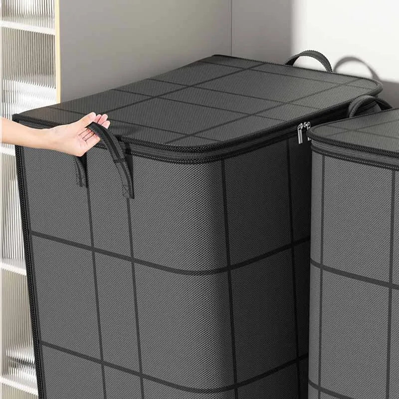 Super Large Capacity! Thick Black Woven Storage Bag For Home Use, Clothes, Blankets, Cotton Quilts, Organizing And Moving Tools