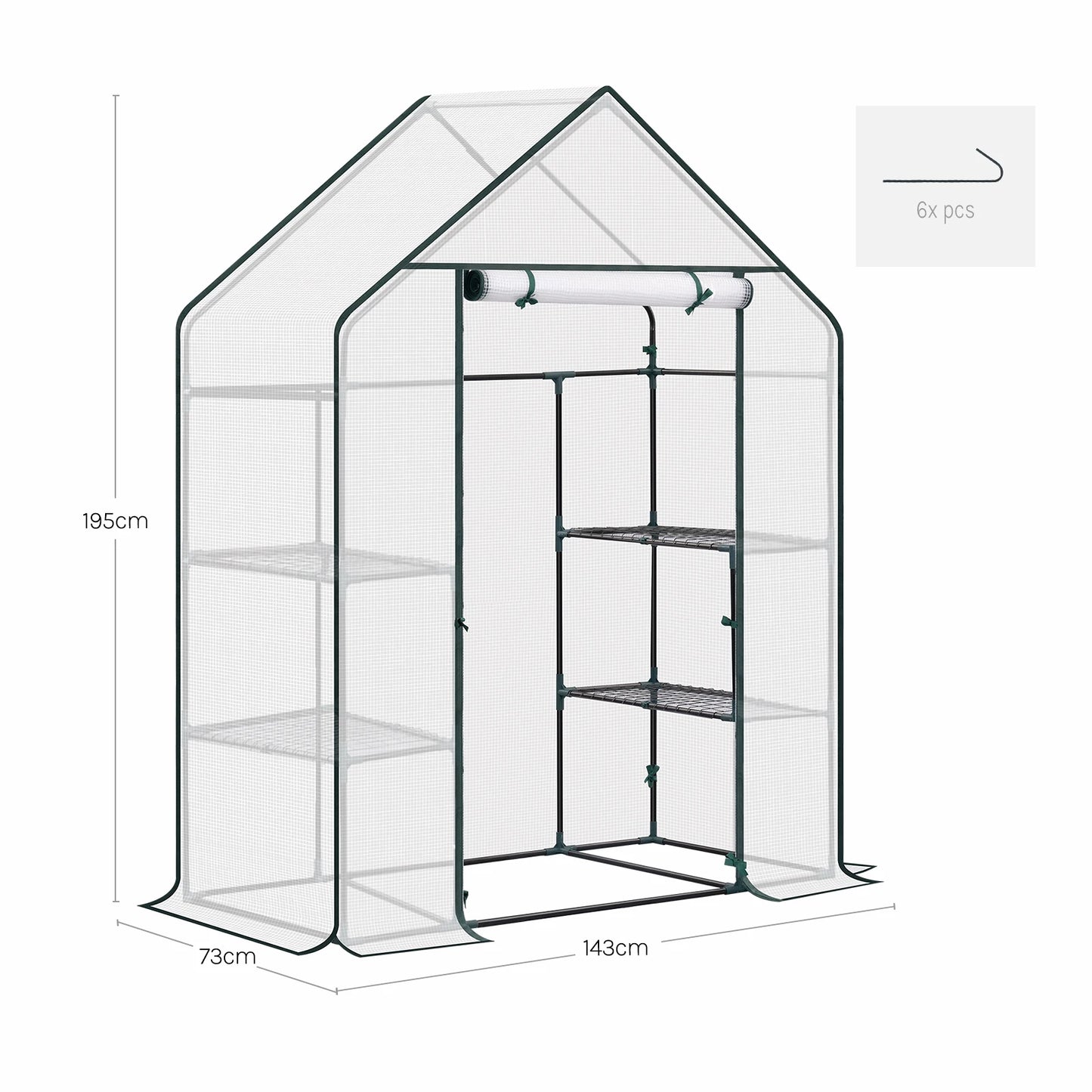 WOLTU Garden Greenhouse Wintering Tent with 3 Shelves Reinforced PE Cover Windproof for Vegetables Flowers Plants