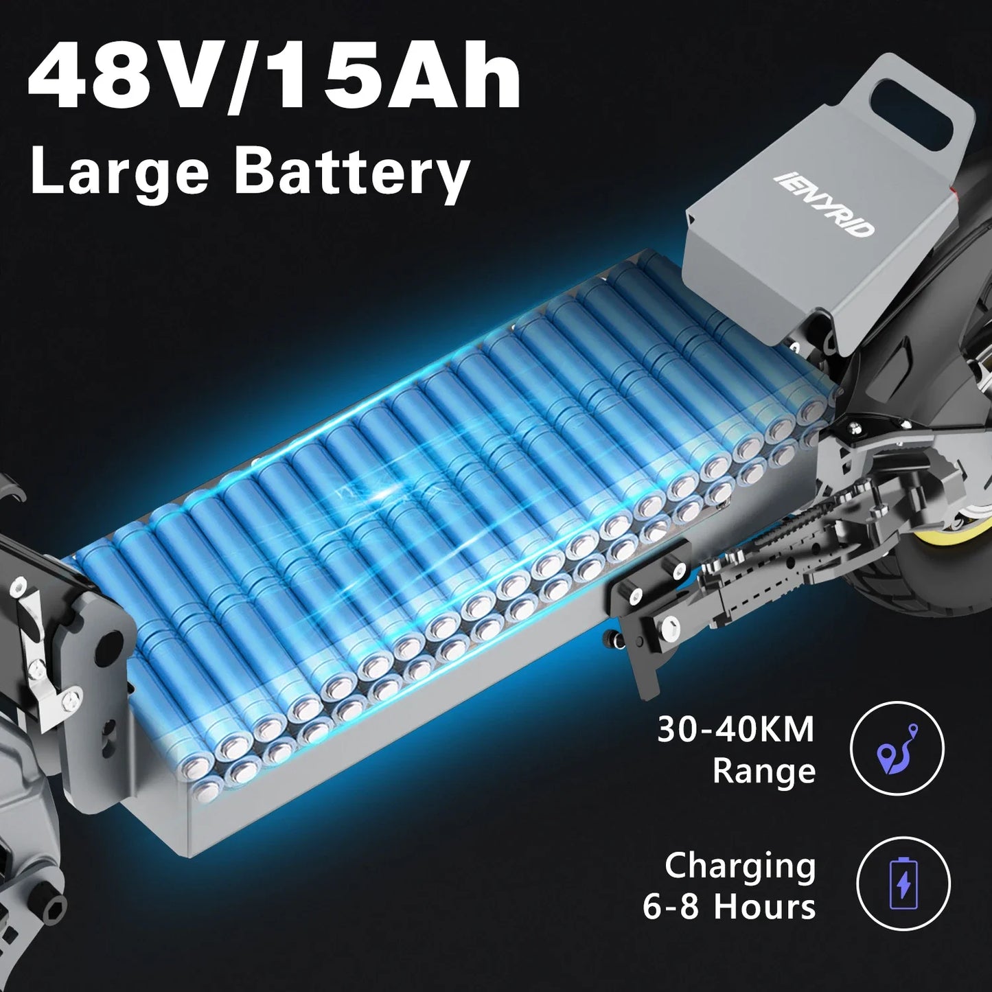 iENYRID iE-S1 Adult Electric Scooter Foldable 48V 15Ah 250W Off-Road Tire E-Mountain Scooter for Sports Entertainment Cycling