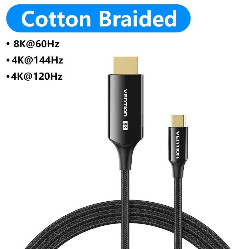 Vention USB C to HDMI Cable 8K Type c HDMI Thunderbolt 3 Adapter for MacBook Samsung Galaxy S10/S9 Huawei Honor Type c to HDMI