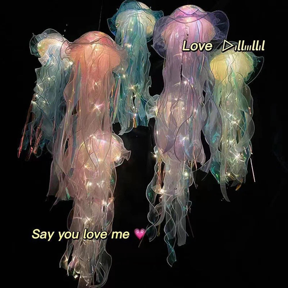 5-1PCS RGB Jellyfish Lamp Colorful Night Light Jellyfish Atmosphere Light Lamp Hanging Ceiling Lantern Creative Jellyfish Lamp