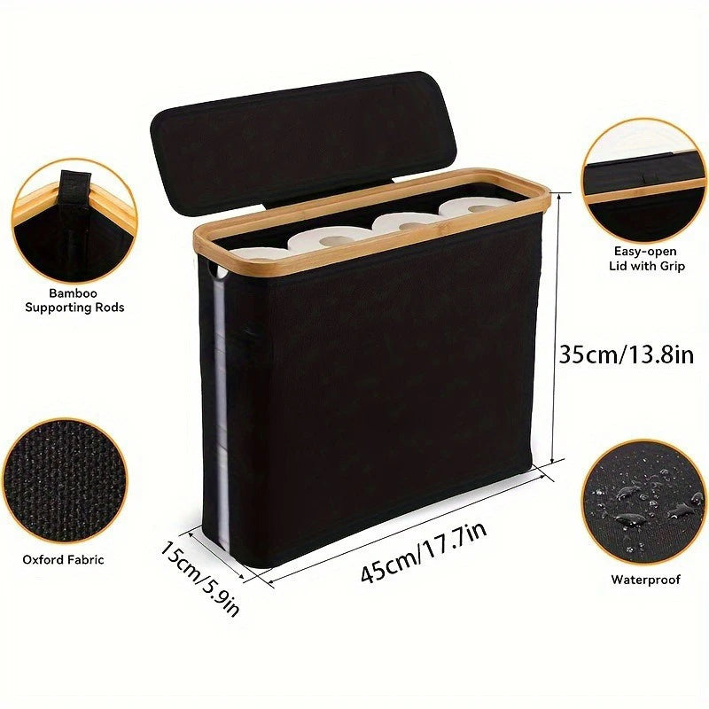 Toilet Paper Storage Basket with Transparent Window and Lid Paper Toys Laundry Storage Organizers for Bathroom Accessories