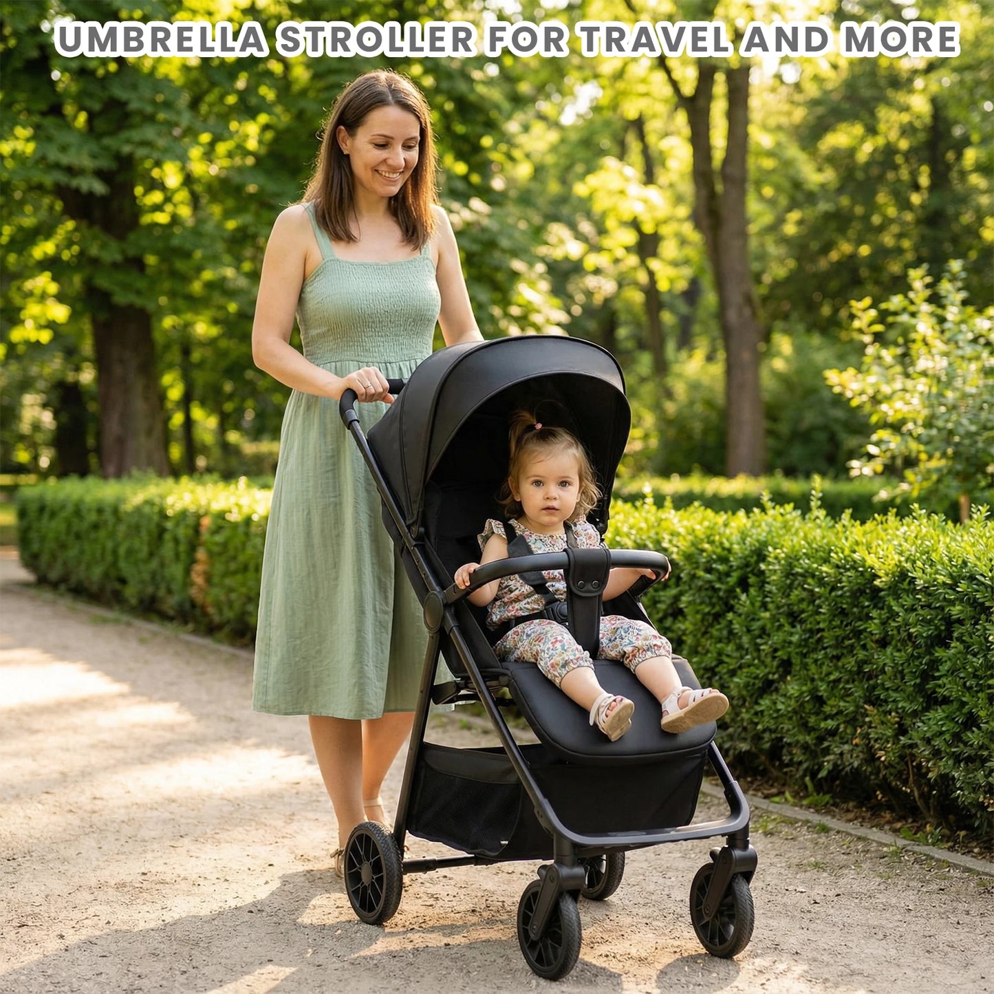 Baby Stroller for Toddlers With Reclining Seat,Ultra Compact Stroller With Large Storage Basket, Canopy, for Travel Buggy