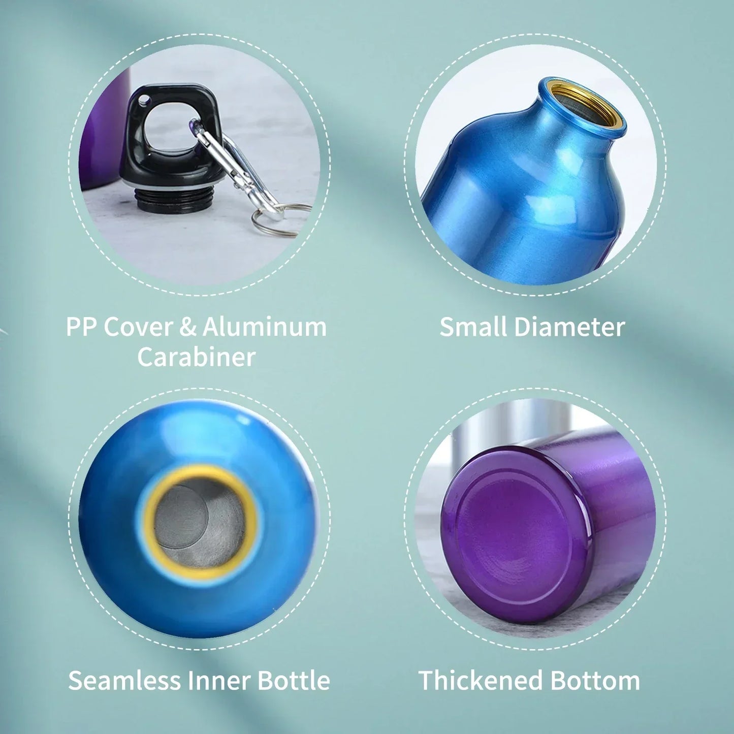 500/750mL Aluminum Outdoor Bike Sports Water Bottle Drinking Kettle Drinking Cup Leakproof Water Jug for Travel Running Camping