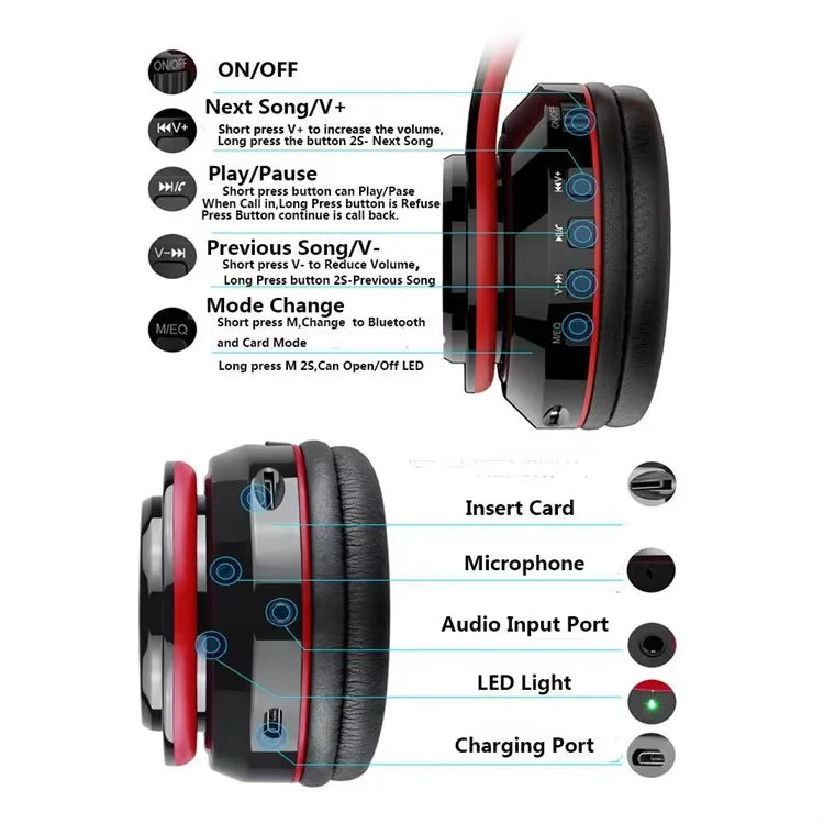 B39 Bluetooth Headset Foldable Headphones HiFi Stereo Earphone With Mic Support SD Card FM For Xiaomi Iphone Sumsamg Phone