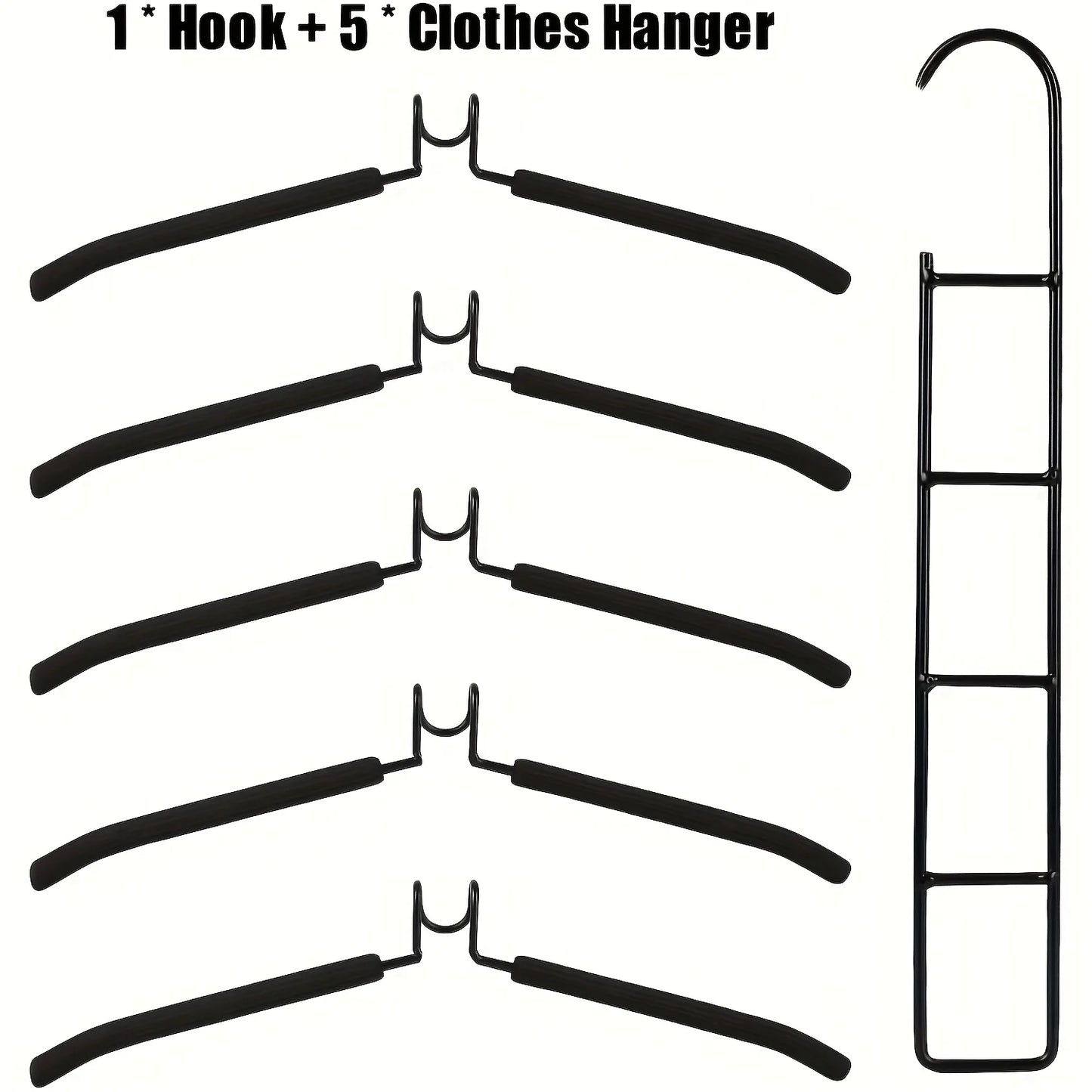 5pcs Multi-Tier Hanging Closet Hanger with Hooks Space-Saving Organizer for Closet Coats Shirts Dresses Jackets Hanging Storage
