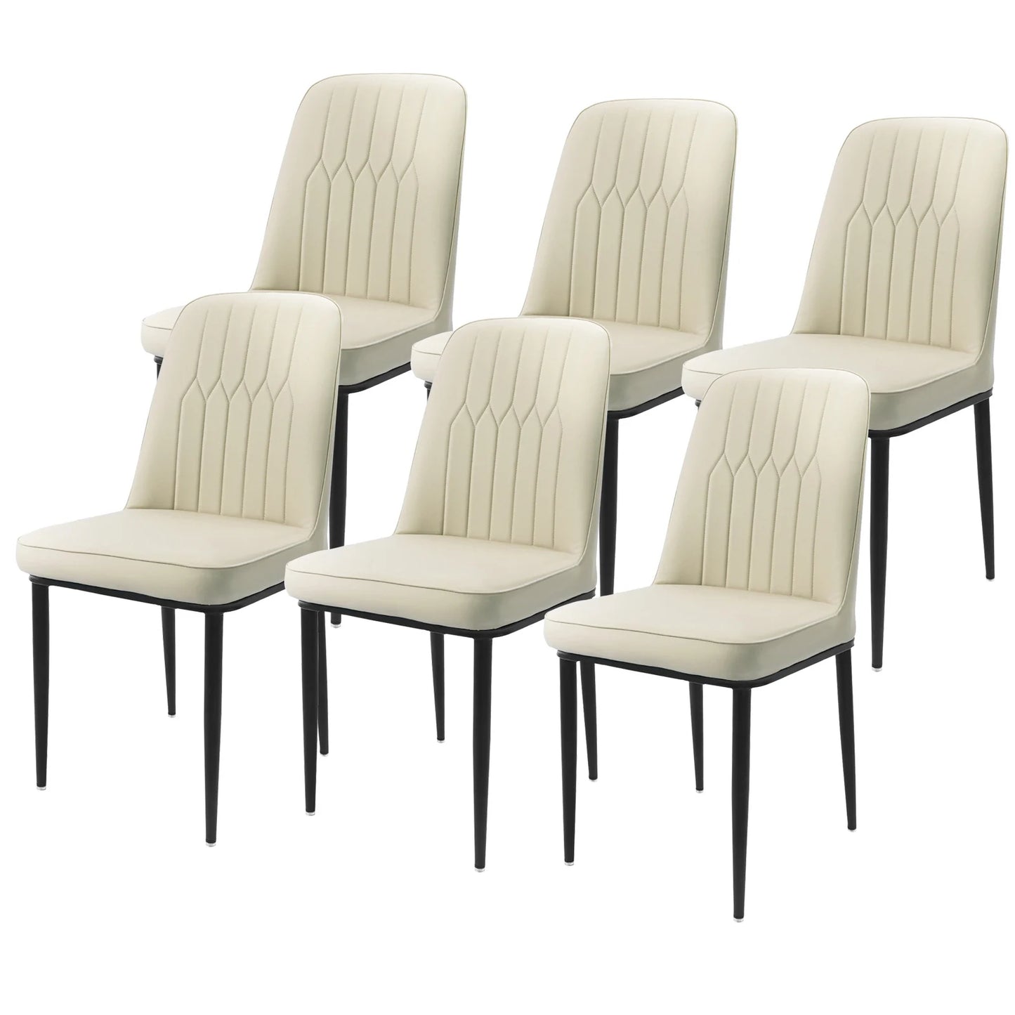 Durrafy High Back Dining Chairs 6-Piece Set, Modern Kitchen Side Chairs, Durable Metal Legs, Easy Cleaning for Daily Use