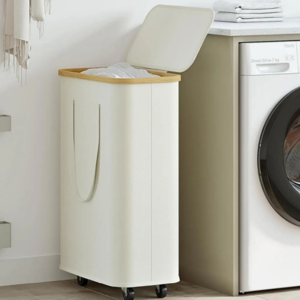 (60L/100L )Large Capacity Foldable Laundry Basket (60L/100L), Rectangular Dirty Clothes Hamper with Wheels, Detachable Liner