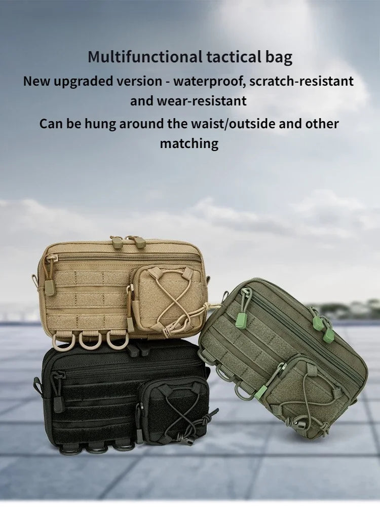 Tactical Molle Horizontal Admin Pouch with Front Drawstring Pocket EMT Pouch EDC Utility Orgaznier Bag Hunting Fanny Pack