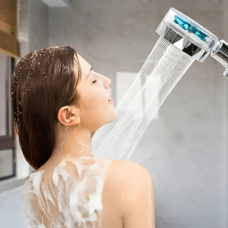 360° Rotating Turbine Fan Handheld Shower Head High Pressure Water Saving Spray Shower Filter Bathroom Accessories