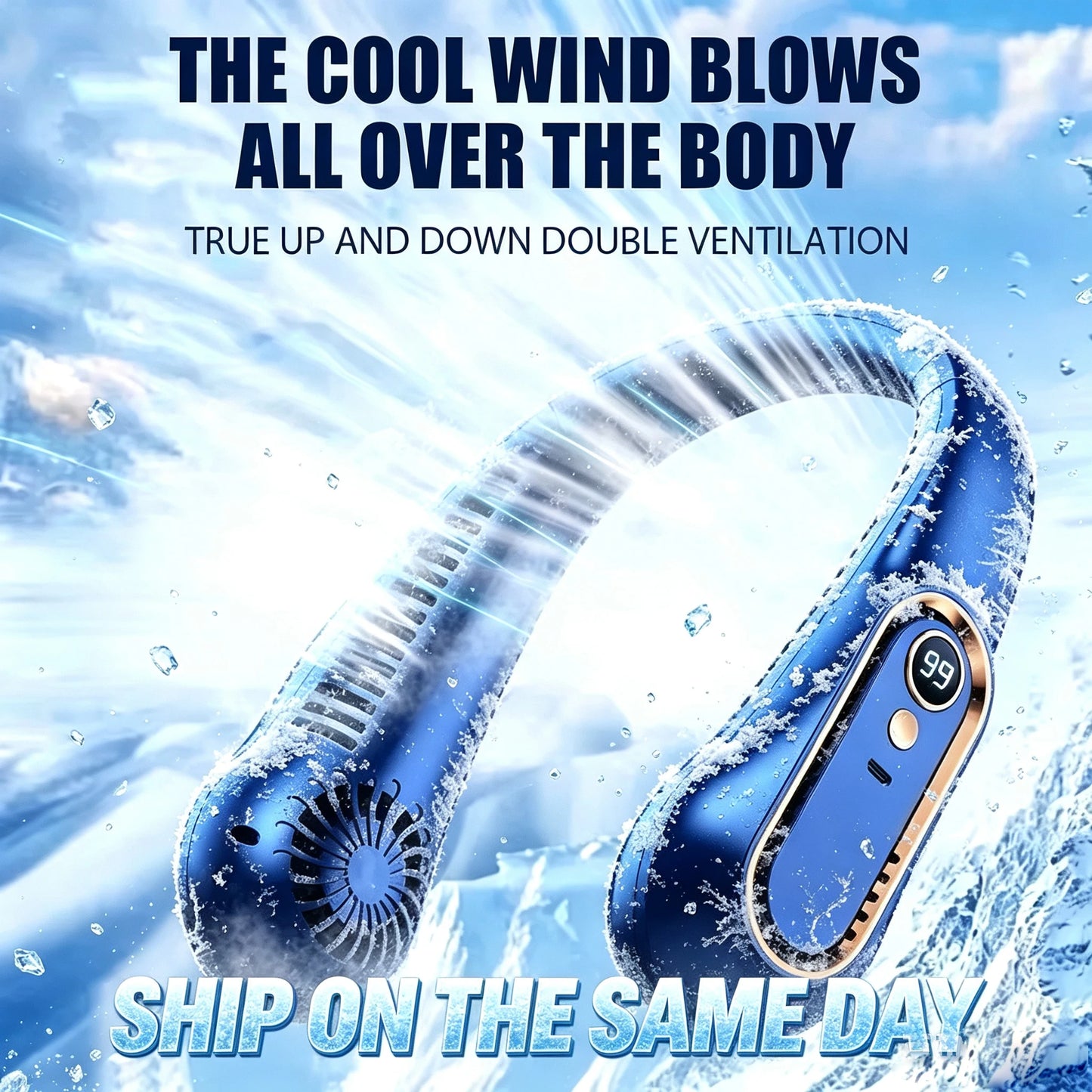 New Summer Portable Mini Hanging Neck Fan Bladeless Neckband Fan Digital Display Power Air Cooler USB Rechargeable Electric Fans