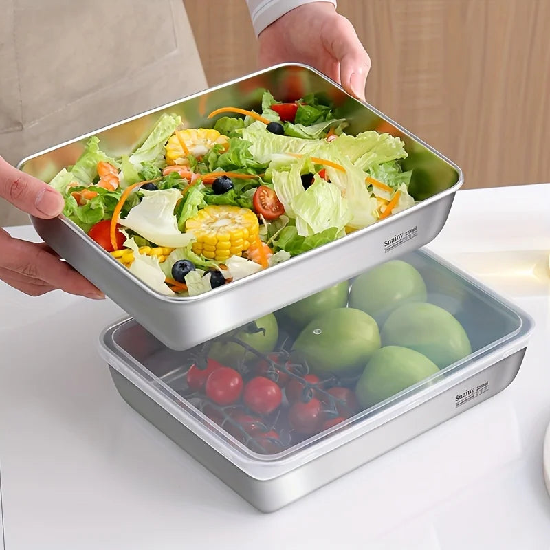 3-Piece Stainless Steel Food Storage Containers Set - Airtight BPA-Free Kitchen Organizers for Fridge/Pantry/Dry Goods