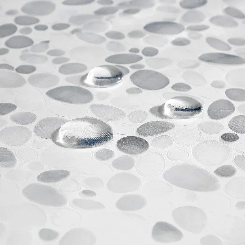 1pc Waterproof Clear Shower Curtain Pebble Pattern PEVA Bath Curtain Liner with Bottom Magnets Plastic Bath Curtain for Bathtub