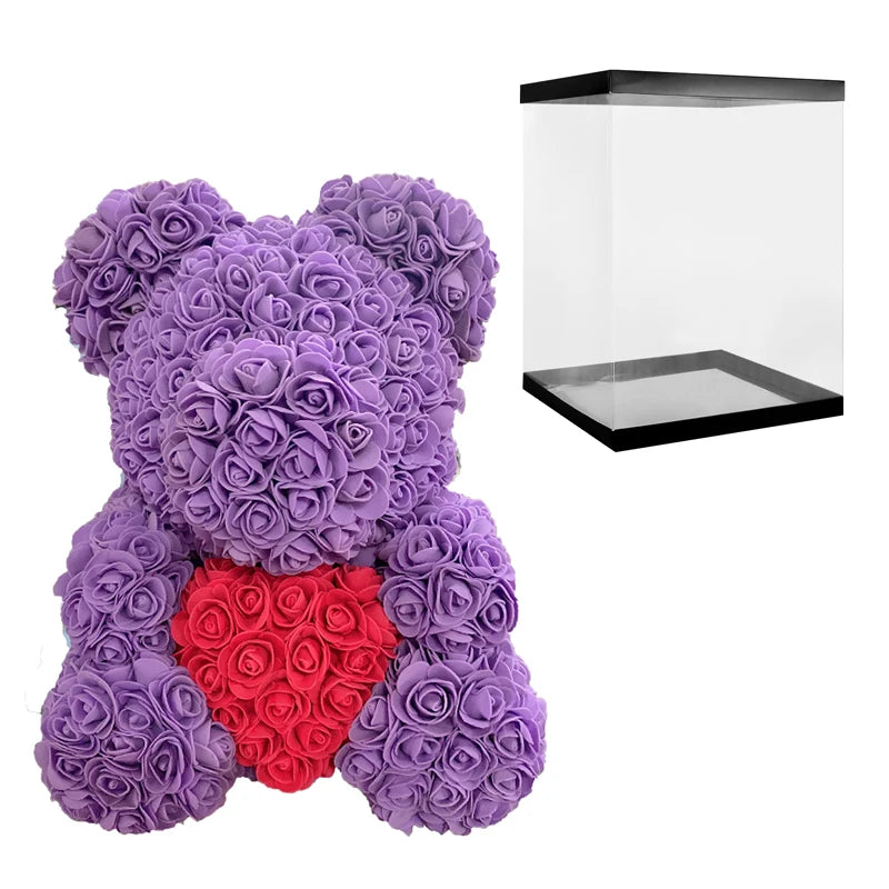 Girlfriend Gifts 25cm/40cm Soap Foam Bear Rose Teddy Rose Bear Artificial Flowers Wedding Birthday Valentines Gift for Women