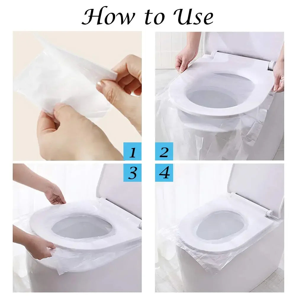 10/20/30/40/60PCS Biodegradable Disposable Plastic Toilet Seat Cover Portable Safety Travel Bathroom Toilet Paper Pad Bathroom