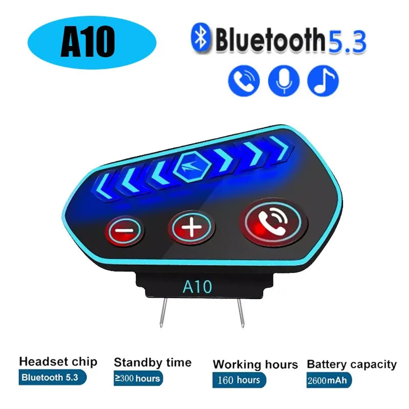 A10 Motorcycle Helmet Bluetooth Headset Wireless V5.0 Waterproof Handsfree Call Music Earphone 1000mAh Riders Moto GPS Headphone