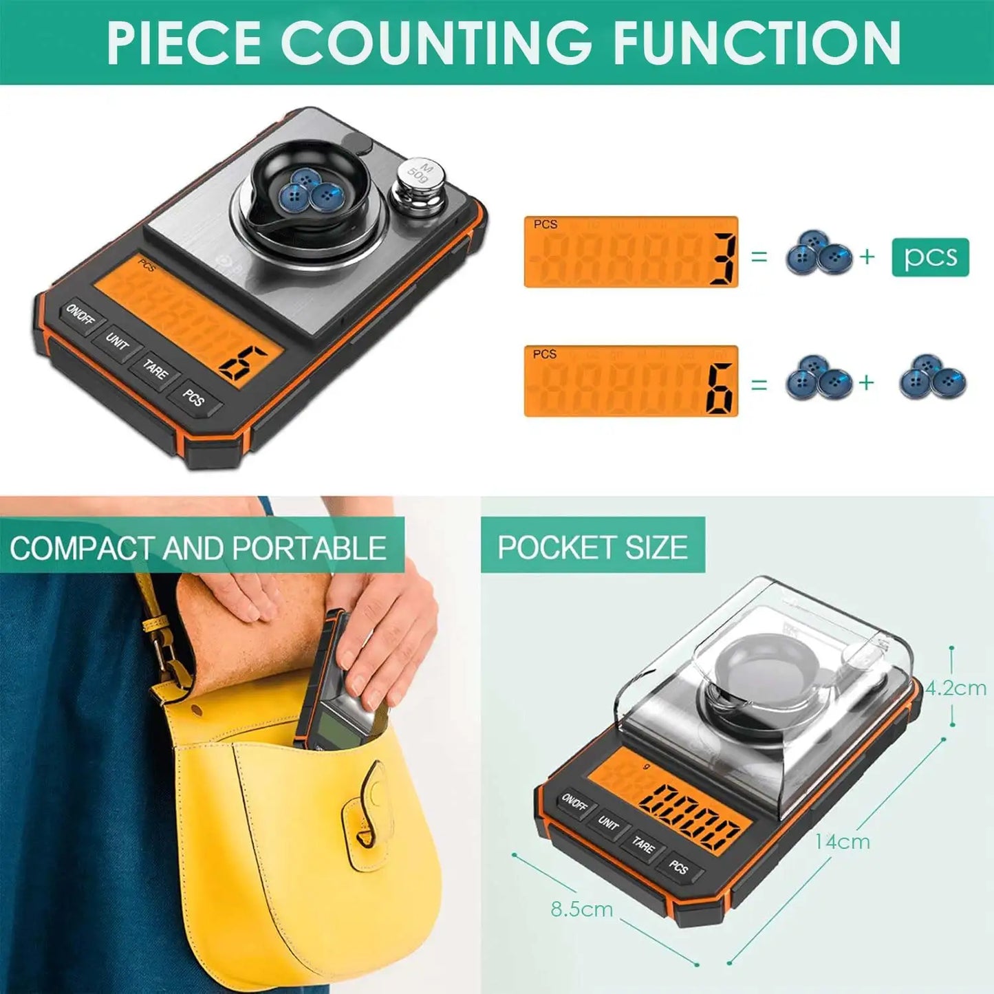 Brifit Electronic Digital Scale 0.001g/50gMini Scale Precision Professional Pocket Scale Milligram with 50g Calibration Weights