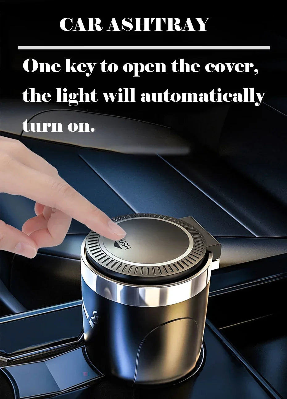 1PCS Portable LED Smoke Car Ashtray Cigarette Ash Holds Cup Automatic Light Indicator Ashtray Car Cup Holder